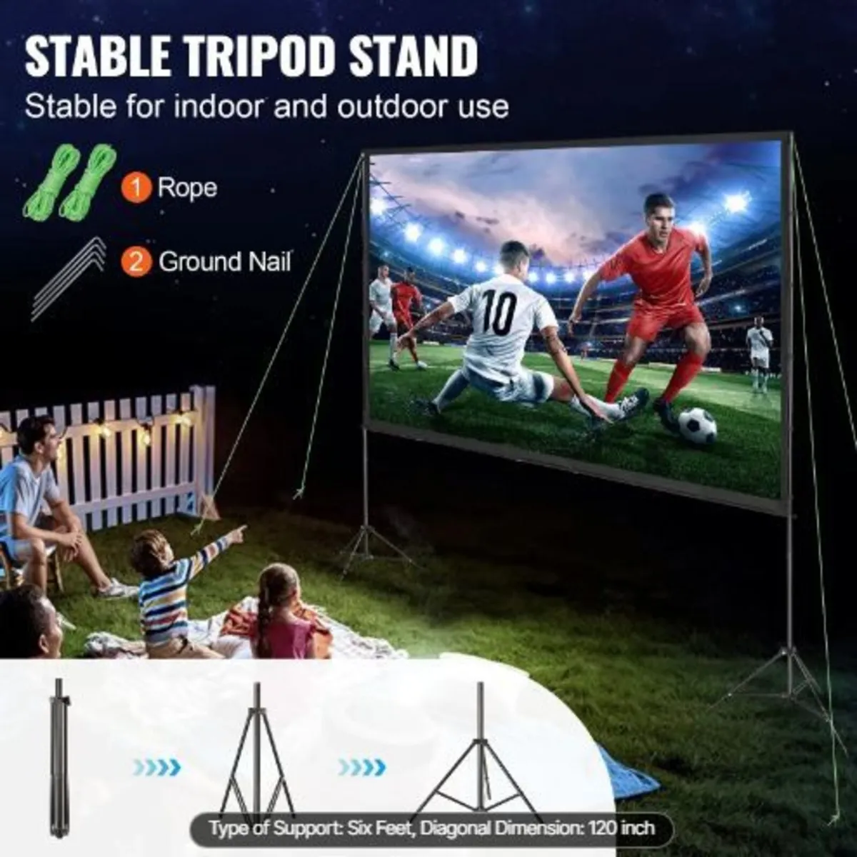 Projector Screen with Stand, 120 inch - Image 4