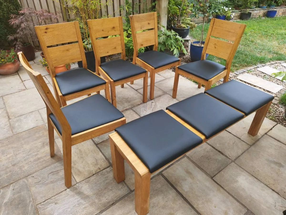 5 kitchen dining chairs + bench - Image 1
