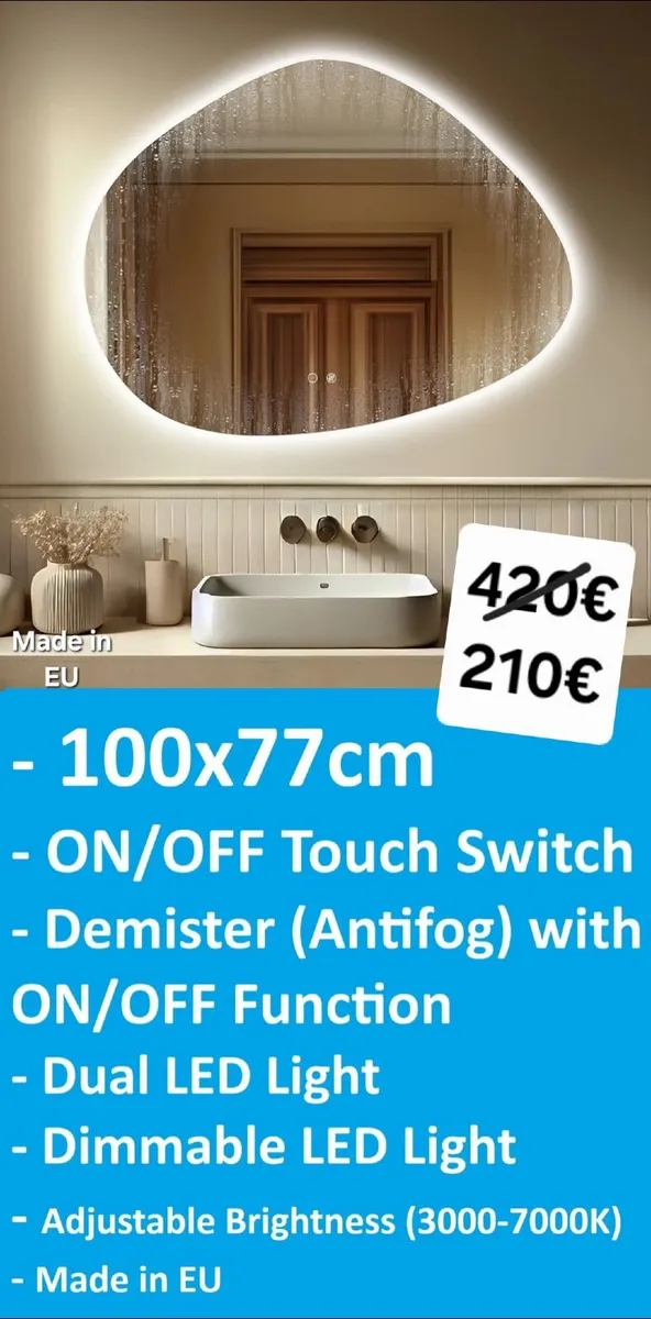LED Bathroom Mirror Antifog Demister