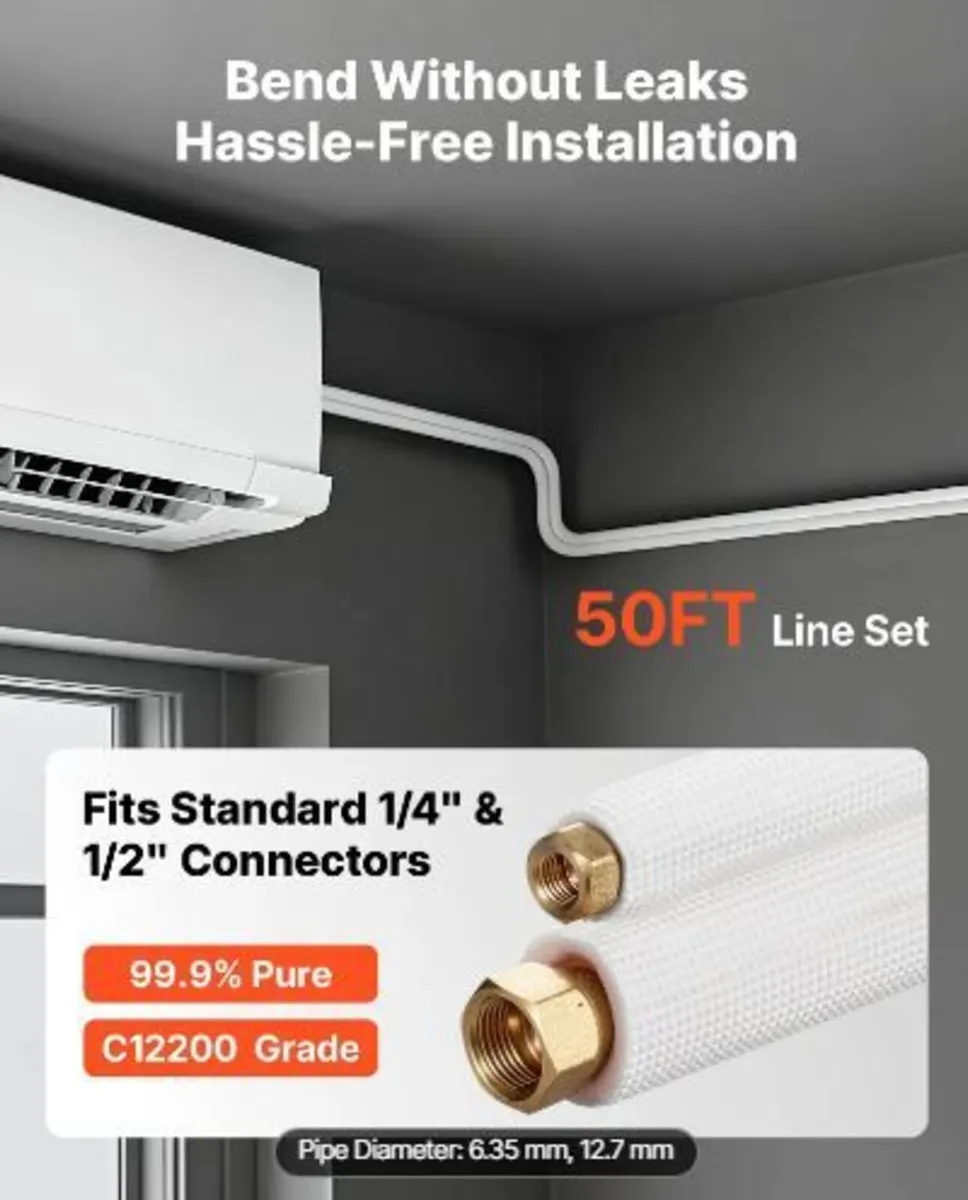 15.2m Mini Split Line Set, 6.4 & 12.7mm OD AC Copp - Image 3