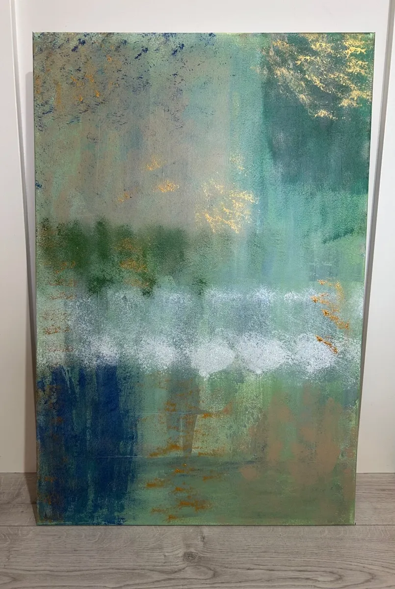 Large green abstract painting - Image 2