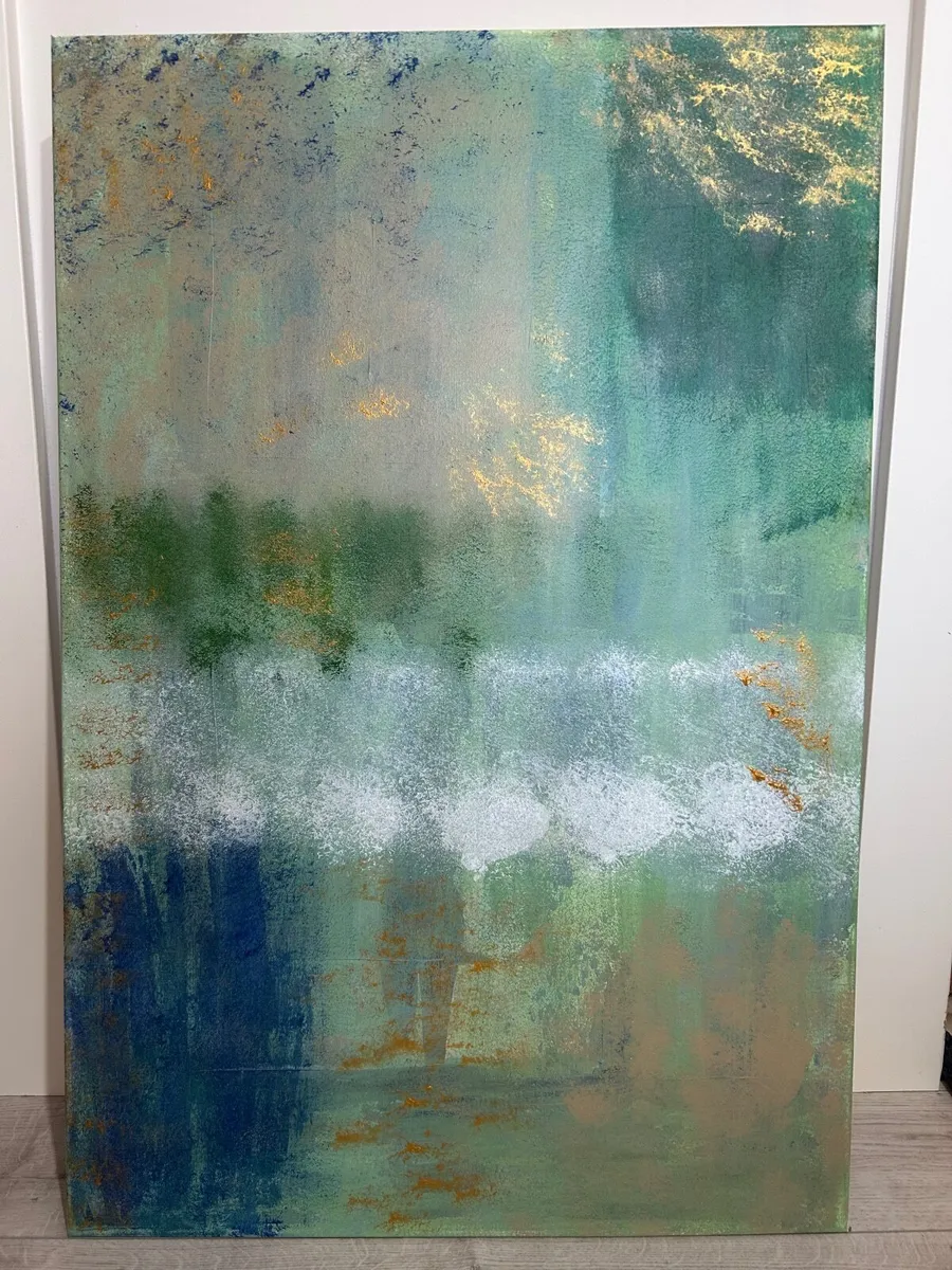 Large green abstract painting - Image 3