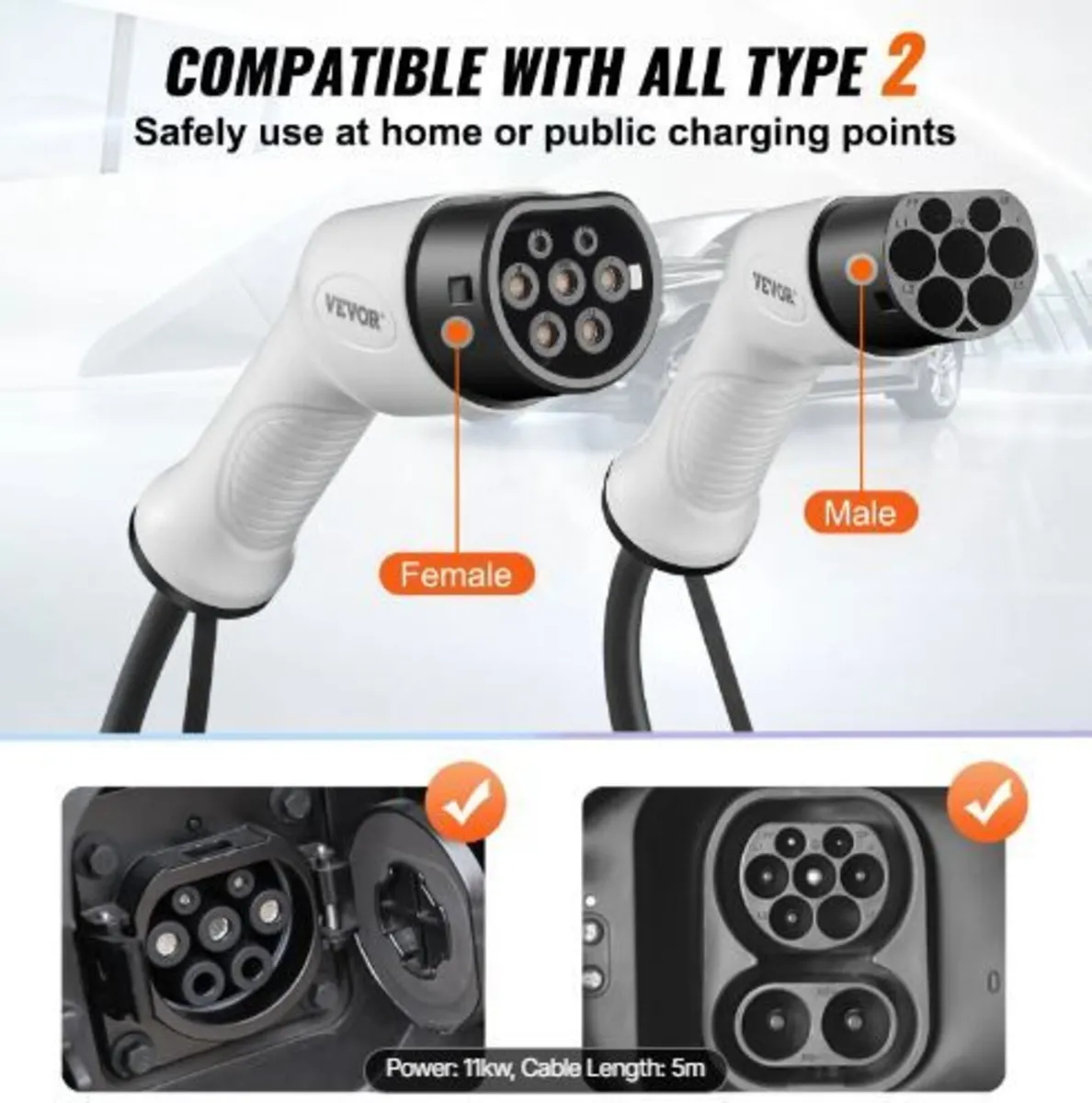 Type 2 to Type 2 EV Charging Cable, 16Amp, 11kW - Image 2