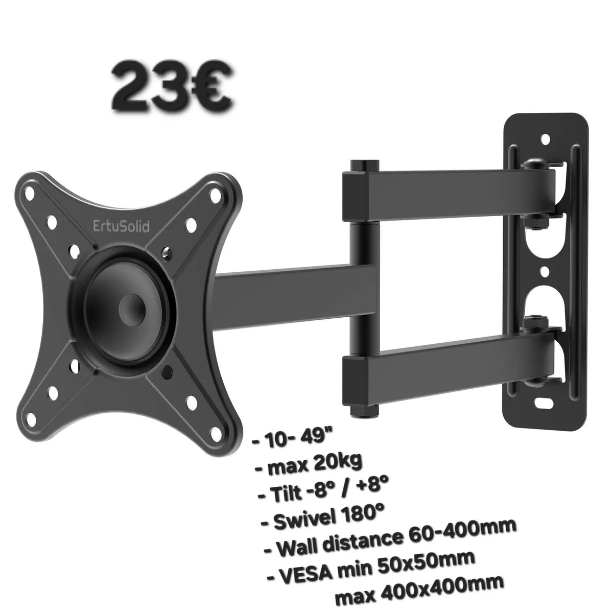 TV Monitor Wall Mount Bracket Tilt Swivel 10-49" - Image 1