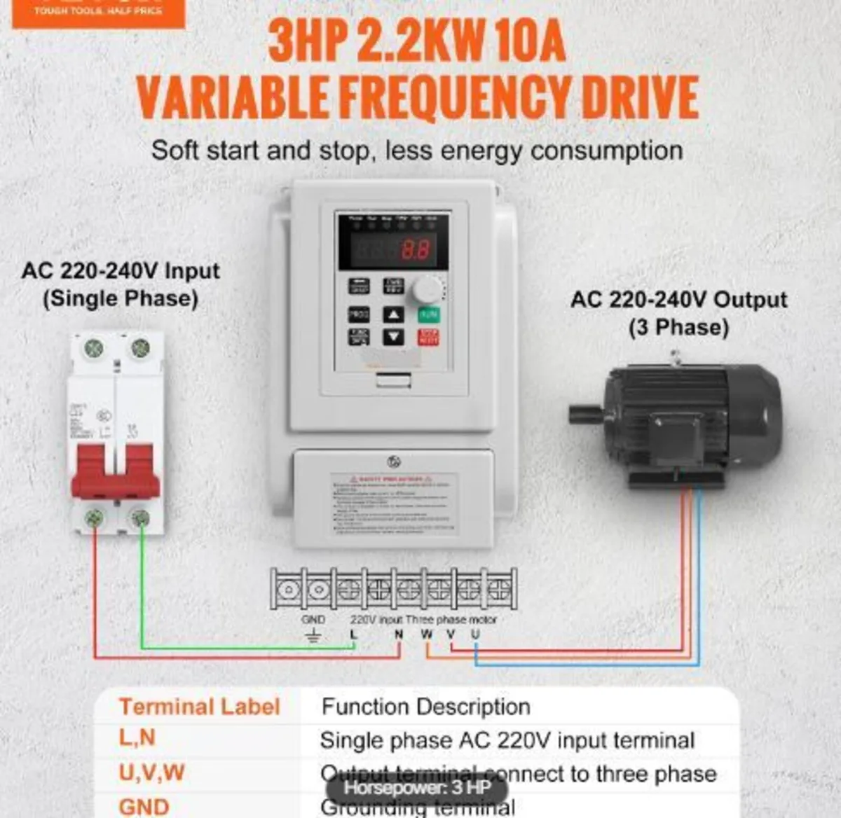 VFD 2.2KW 10A 3HP Variable Frequency - Image 2