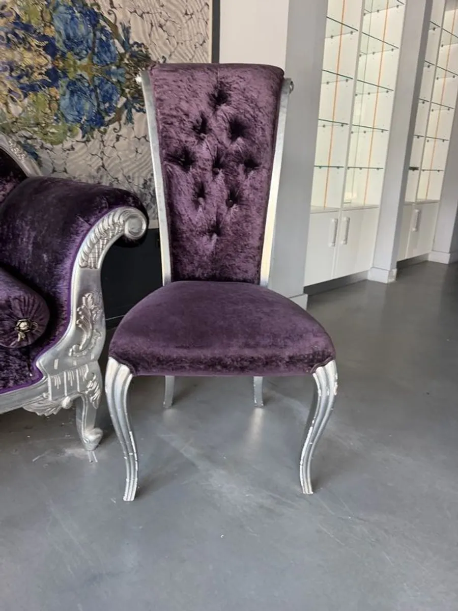 Antique Chaise Longue and High-Back Chairs Set - Image 3
