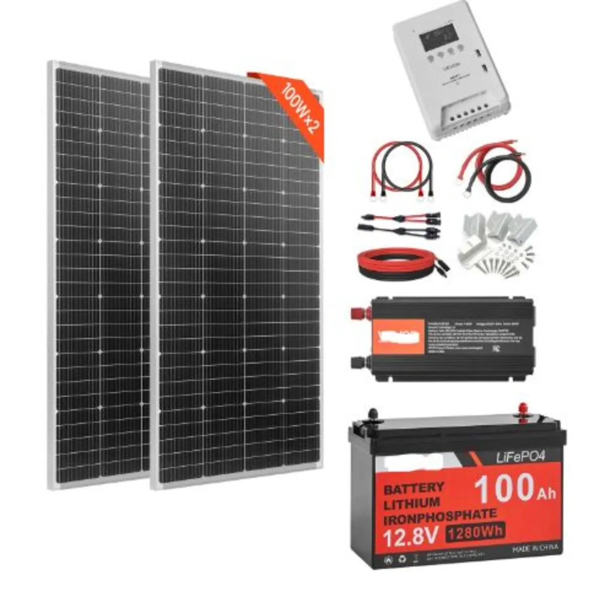 400W 12V Complete Solar Power Kit, 2PCS 200W - Image 1