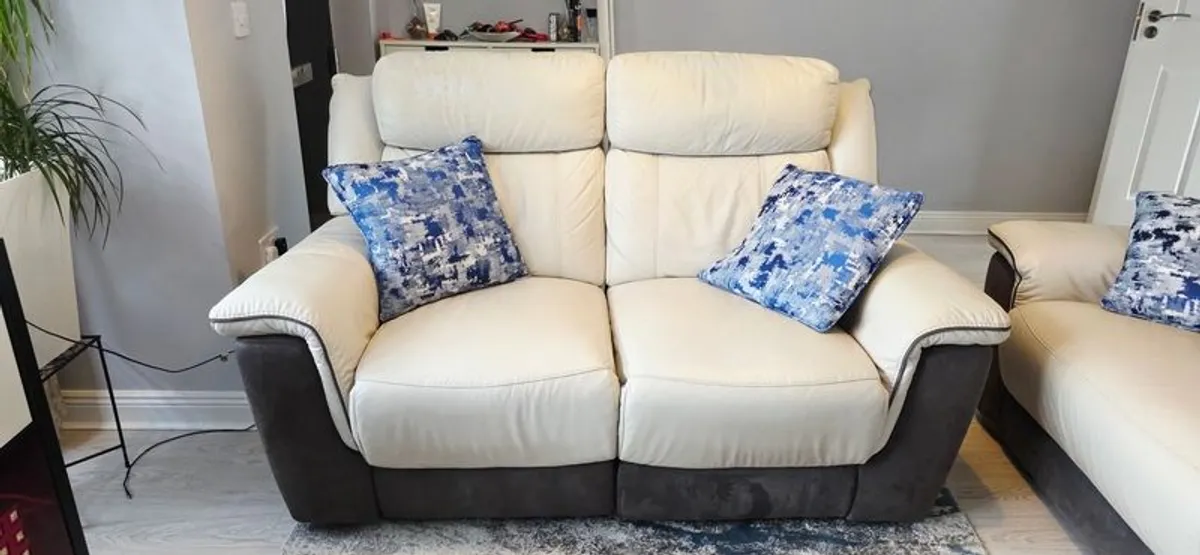 Leather Recliner and a double leather sofa bed - Image 3