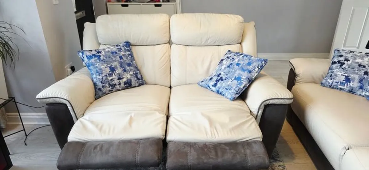 Leather Recliner and a double leather sofa bed - Image 4