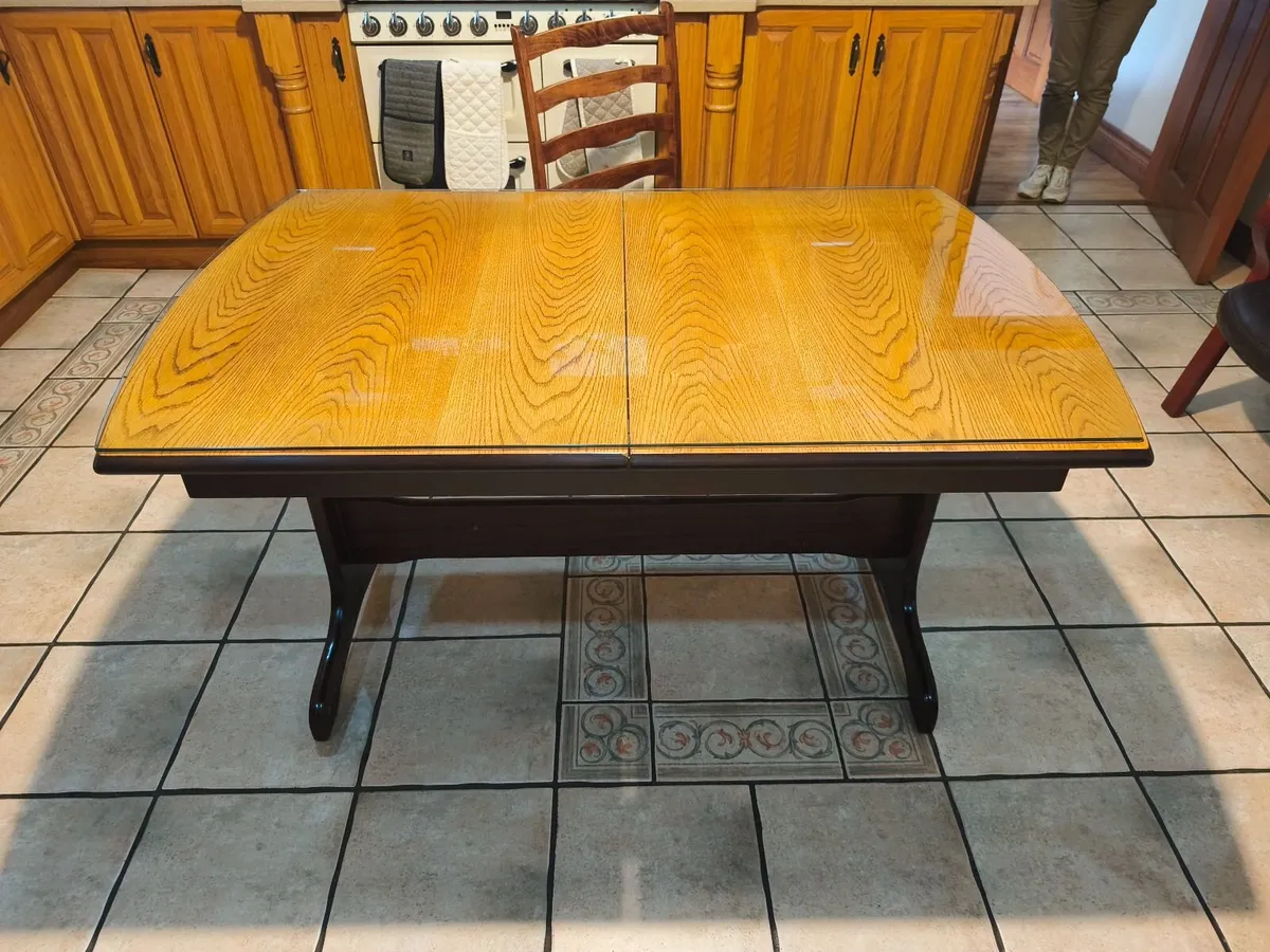 Dining table with glass top and four chairs - Image 2