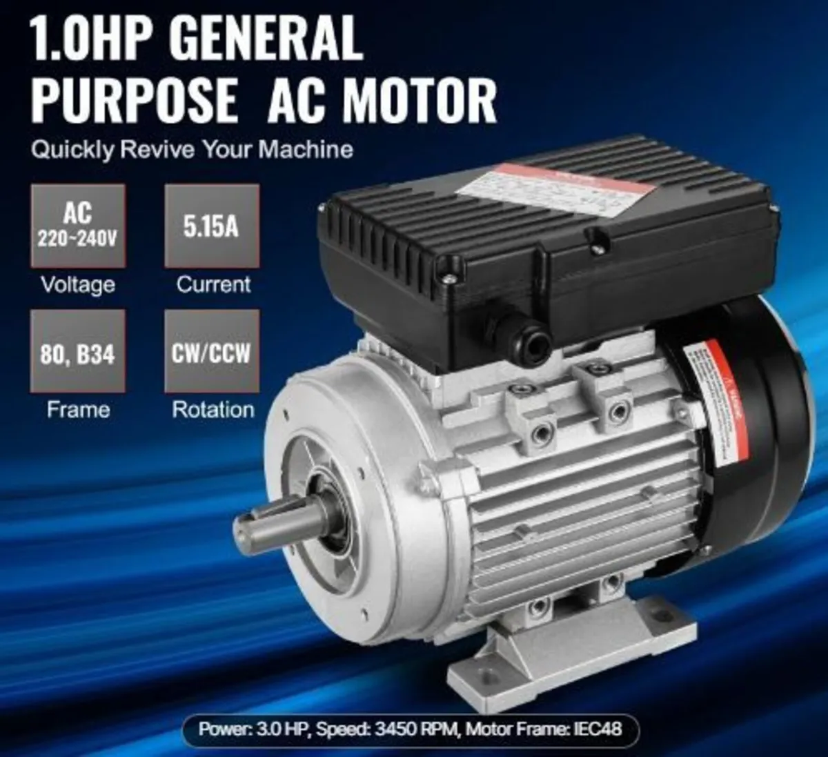 2.2KW Electric Motor 2800 rpm, AC 220~240V - Image 3