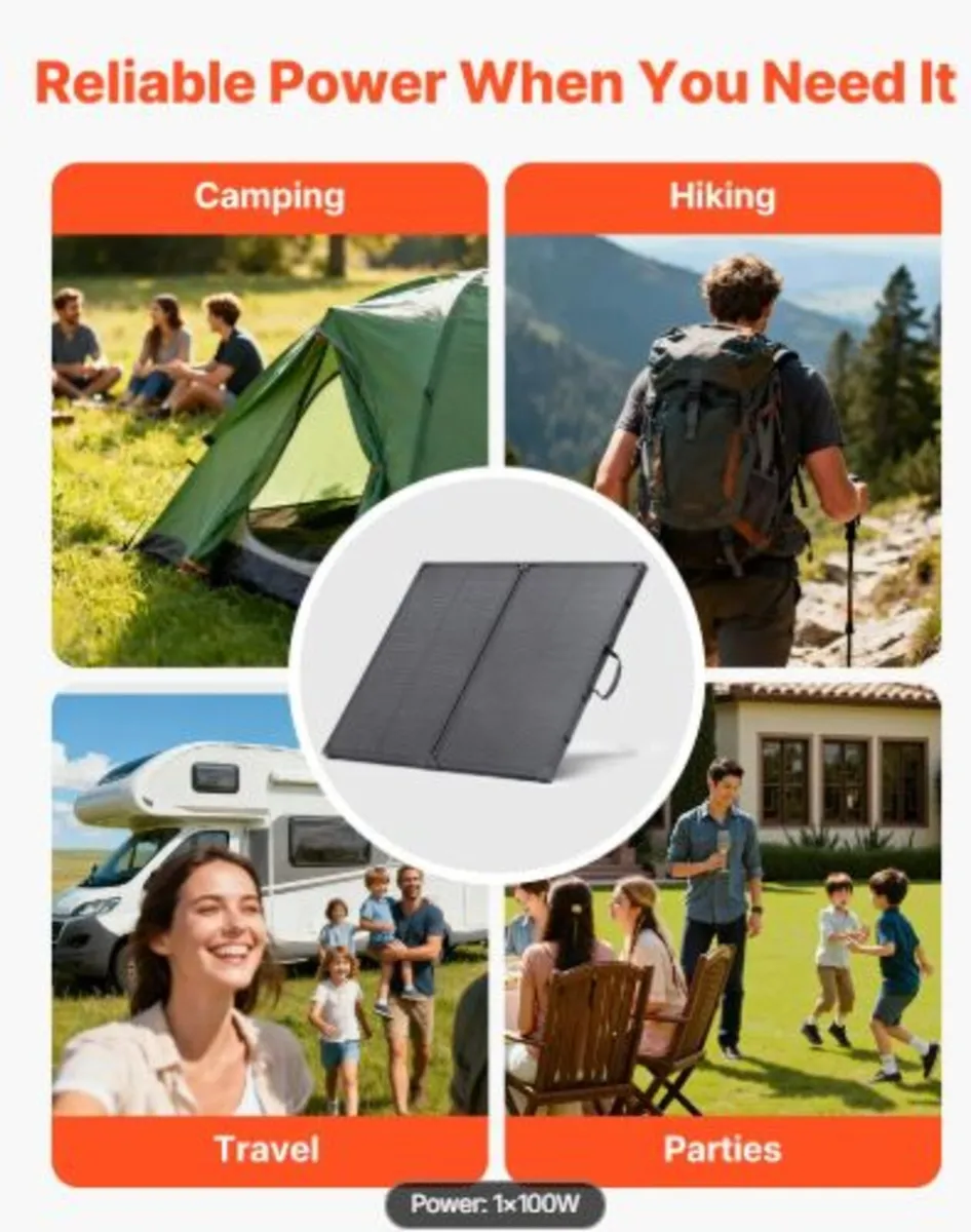 100W Foldable Solar Panel with Frame, 16BB N-Type - Image 3