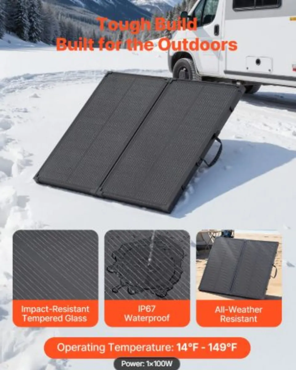 100W Foldable Solar Panel with Frame, 16BB N-Type - Image 2