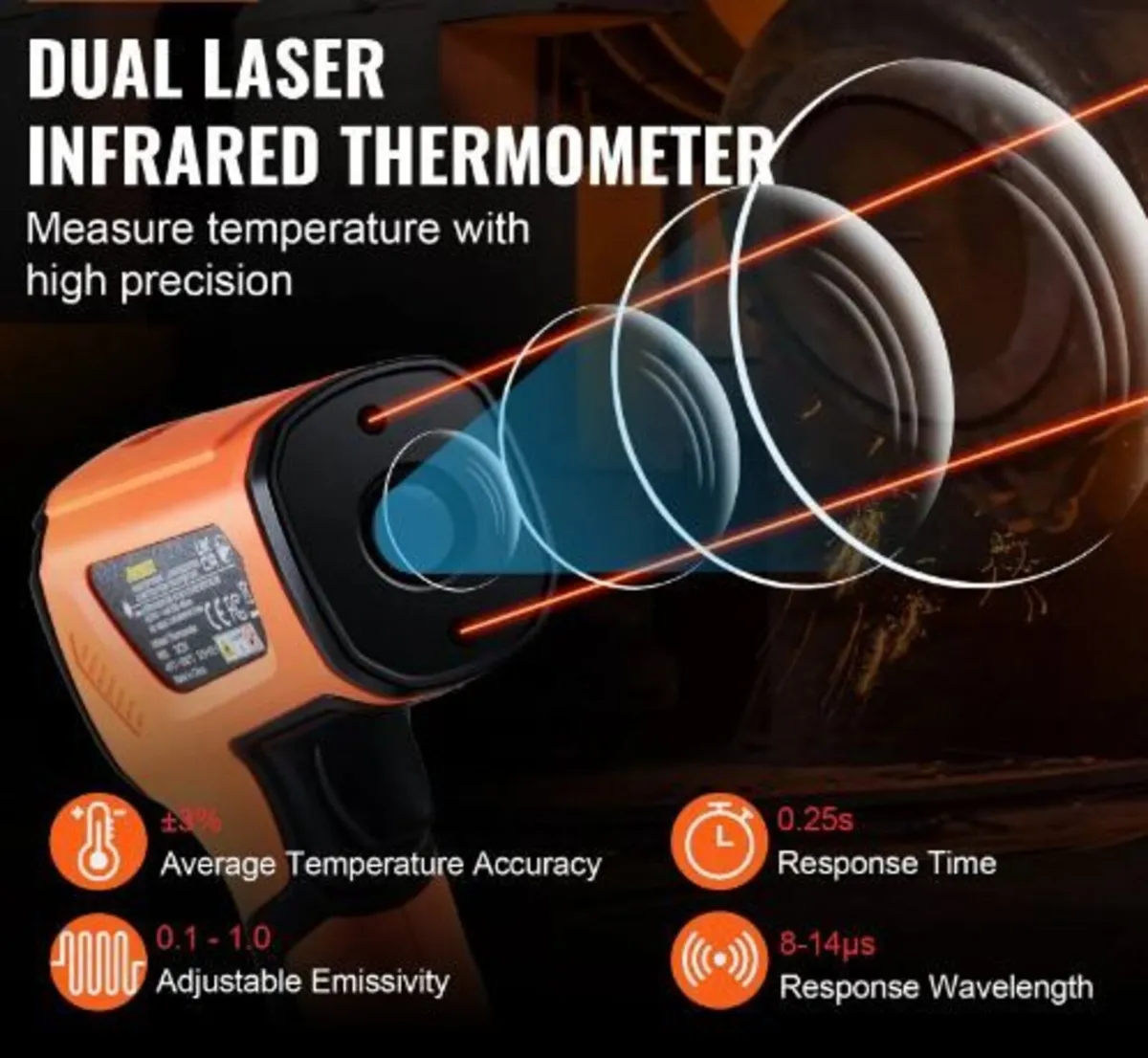 Infrared Thermometer, -40~2732°F Dual Laser - Image 2