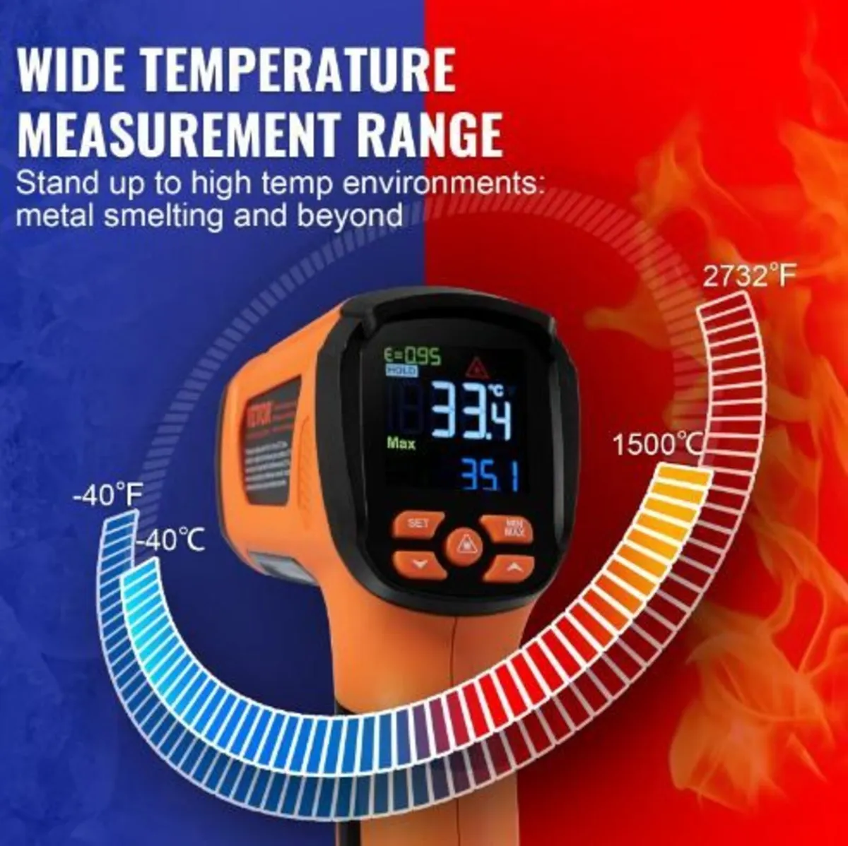 Infrared Thermometer, -40~2732°F Dual Laser - Image 4