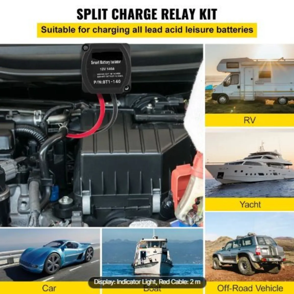 Split Charge Relay Kit, 2mtr 12V - Image 3