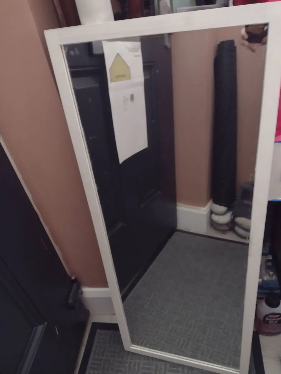 Heavy full length wooden bedroom mirror - Image 1