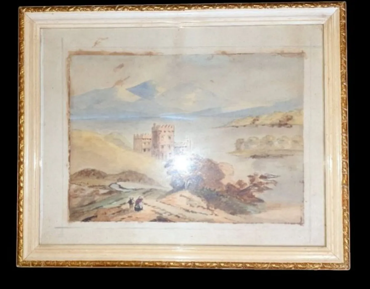 Beautiful 19th-Century Antique Framed Watercolor - Image 2