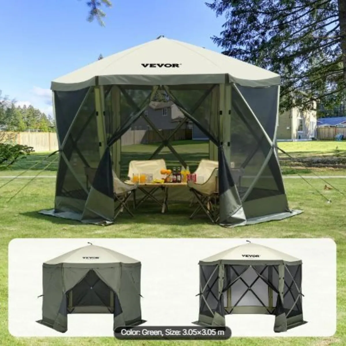 Pop Up Gazebo Tent, Pop-Up Screen Tent 6 Sided - Image 4