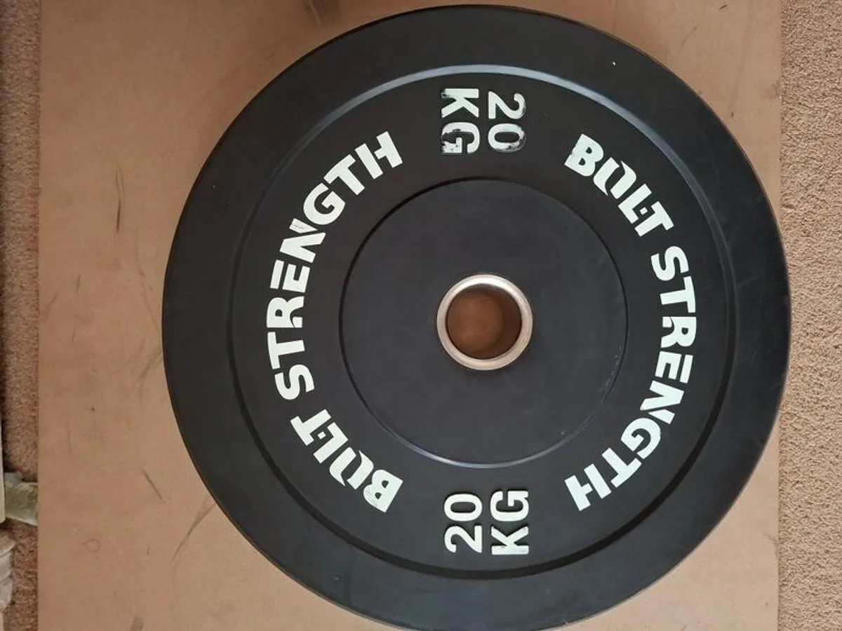 Hit Fitness Squat Stands + Mirafit Spotter Arms + 150kg Olympic Bumper Plates + Olympic Bar & EZ Curl Bar - Image 3