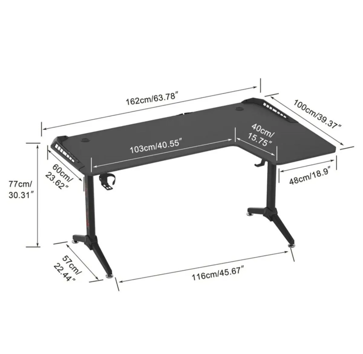 Gaming desk rgb lights corner desk new - Image 2