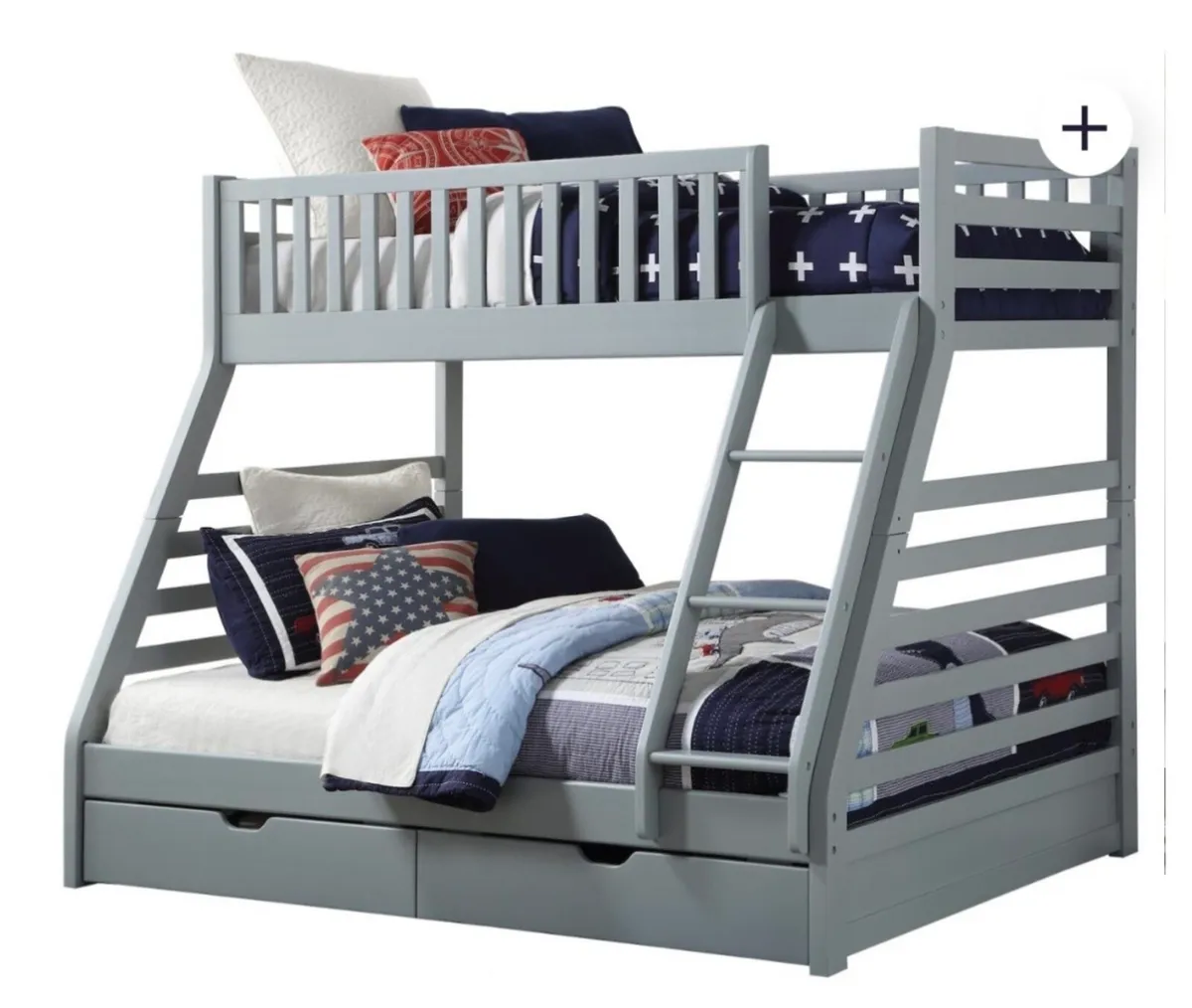 Triple bunk bed with storage drawers