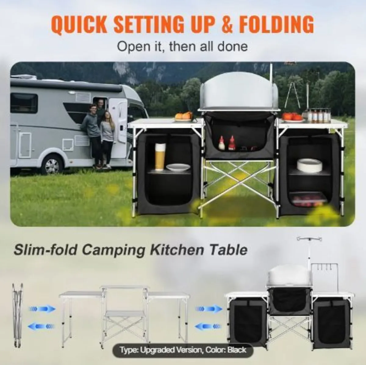 Camping Kitchen Table, Folding Outdoor - Image 3