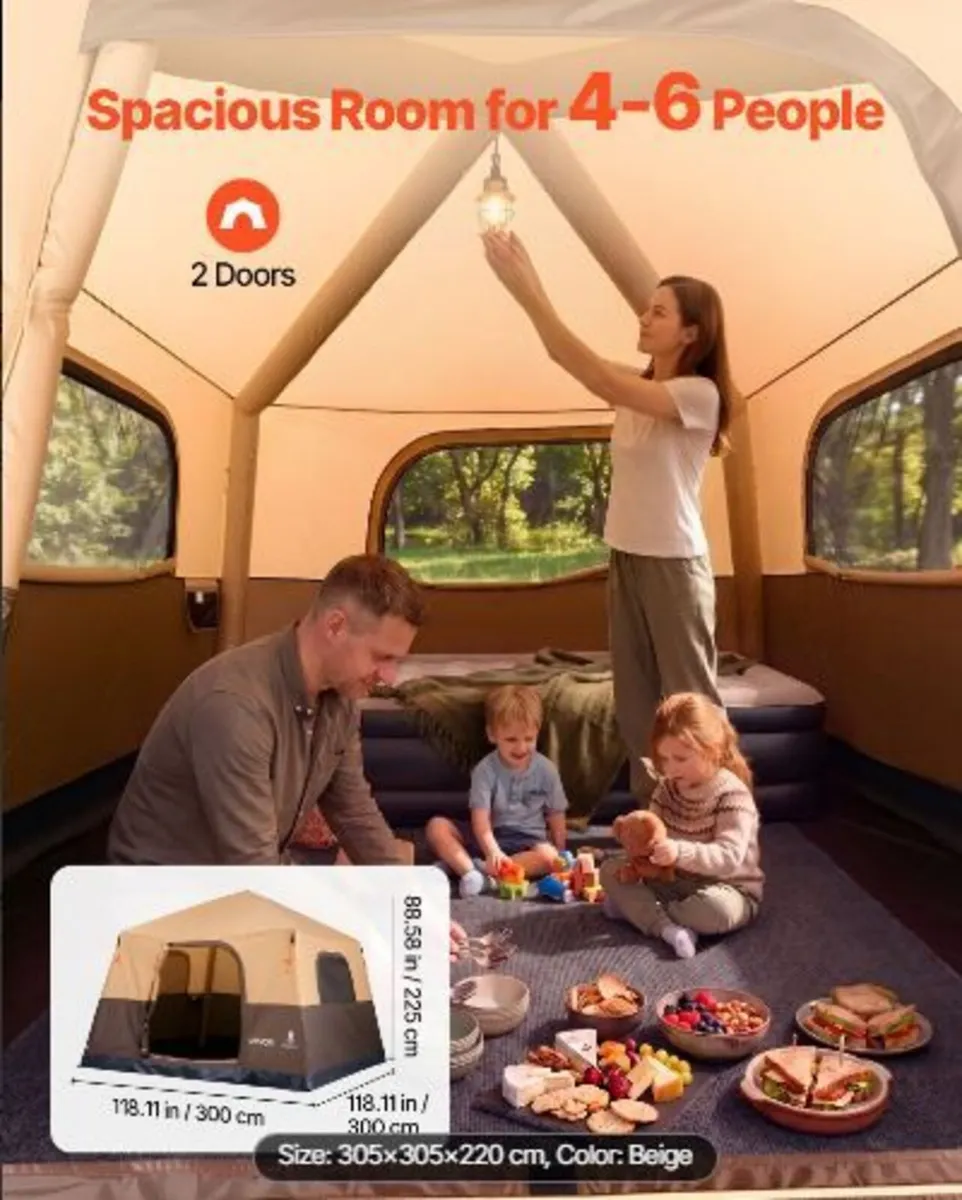 Camping Tent, 6 Person Inflatable Cabin Tent - Image 3