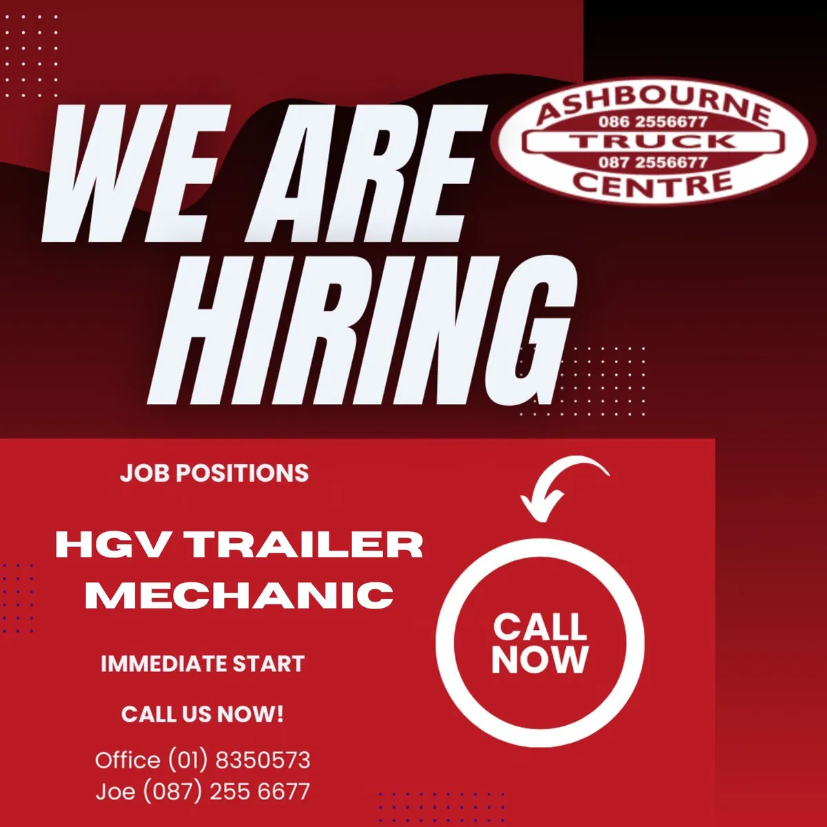 !JOB OPPORTUNITY! HGV TRAILER MECHANIC FULL TIME