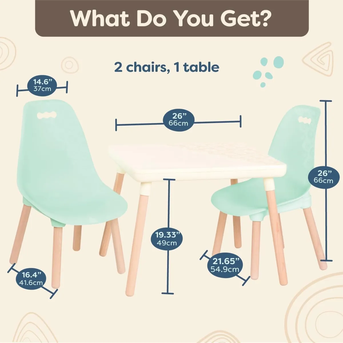 Table and Chair Set Kid Century Modern Mint - Image 3