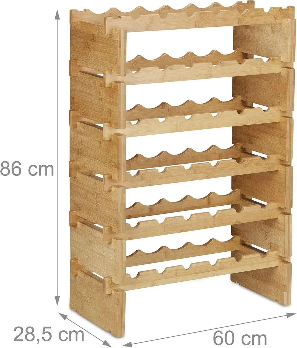 Stackable Wine Rack Bamboo Holder for 36 Bottles - Image 4