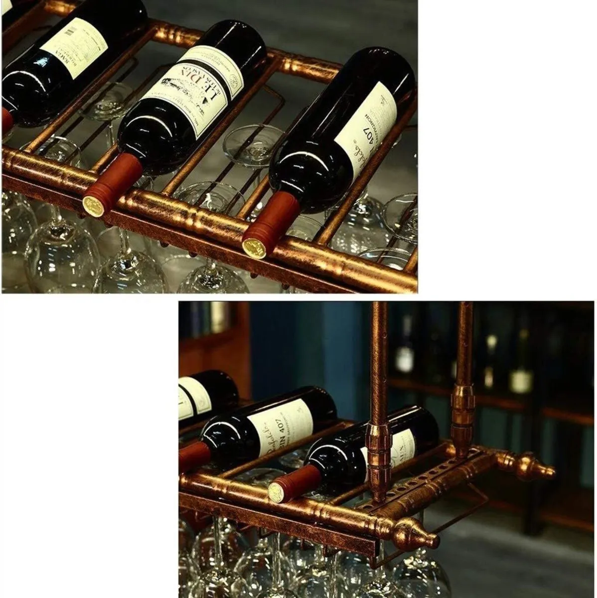 Wine Rack Ceiling Racks Hanging Glass Holder - Image 3