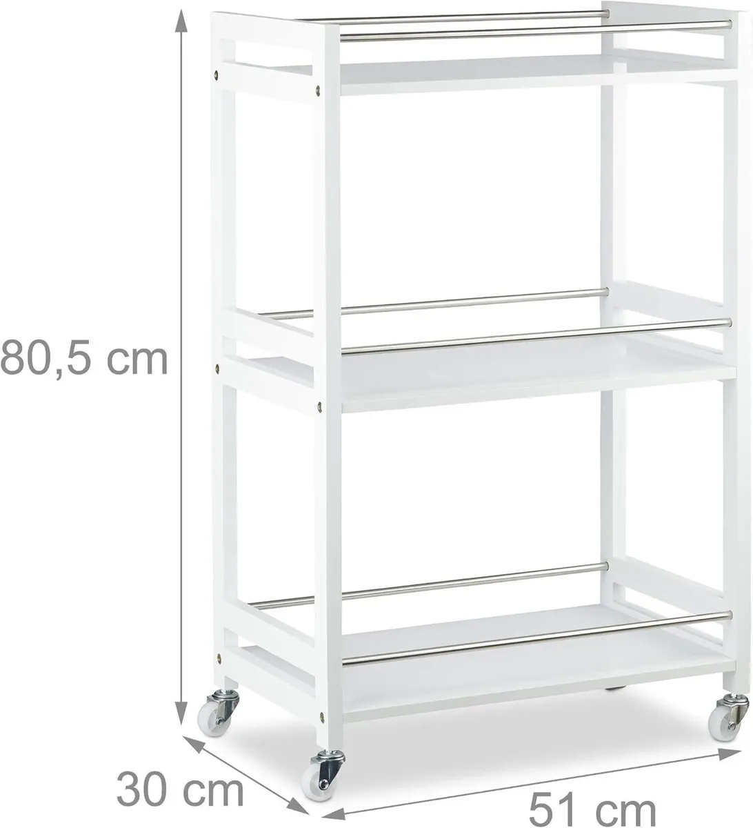 3-Tier Serving Cart Bamboo Kitchen Trolley Tea - Image 4