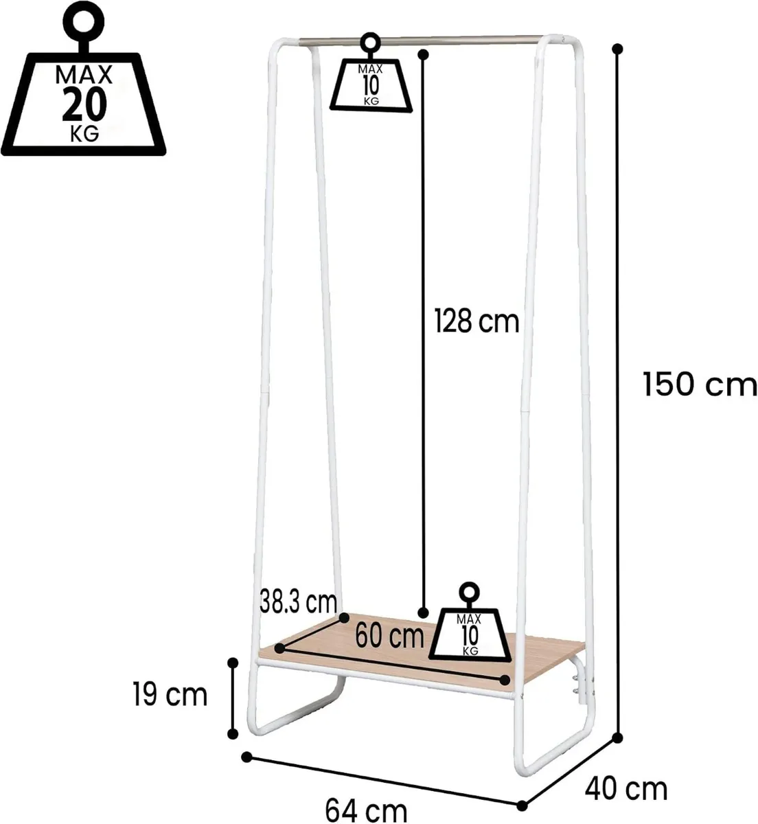 Bedroom Storage Large Metal Clothes Rack Wardrobe - Image 3