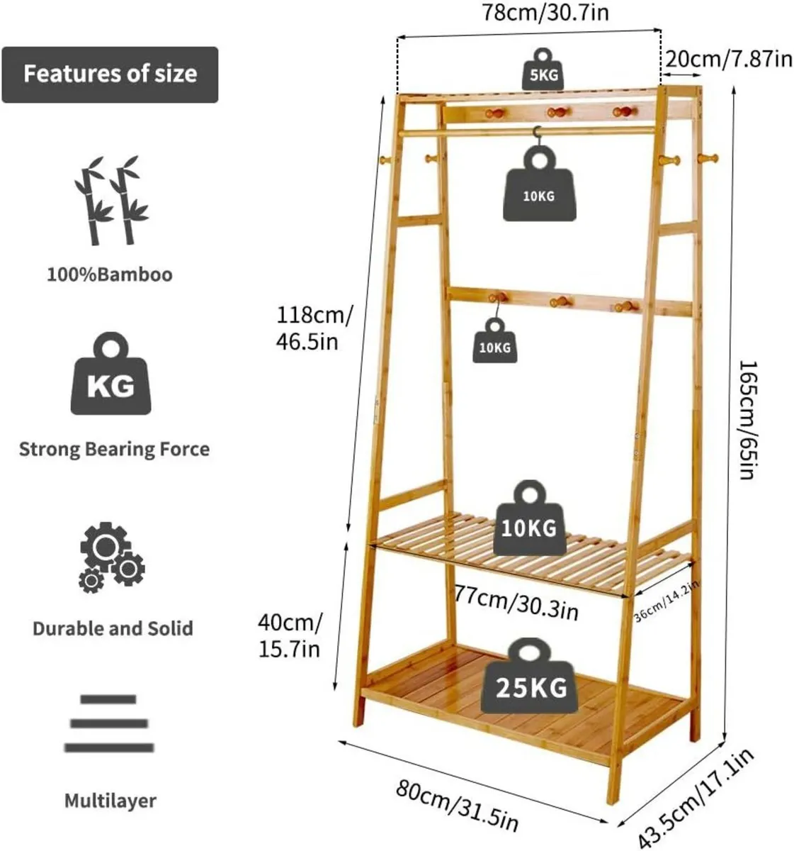 Bamboo Clothes Rail Rack: Free Standing Garment - Image 2
