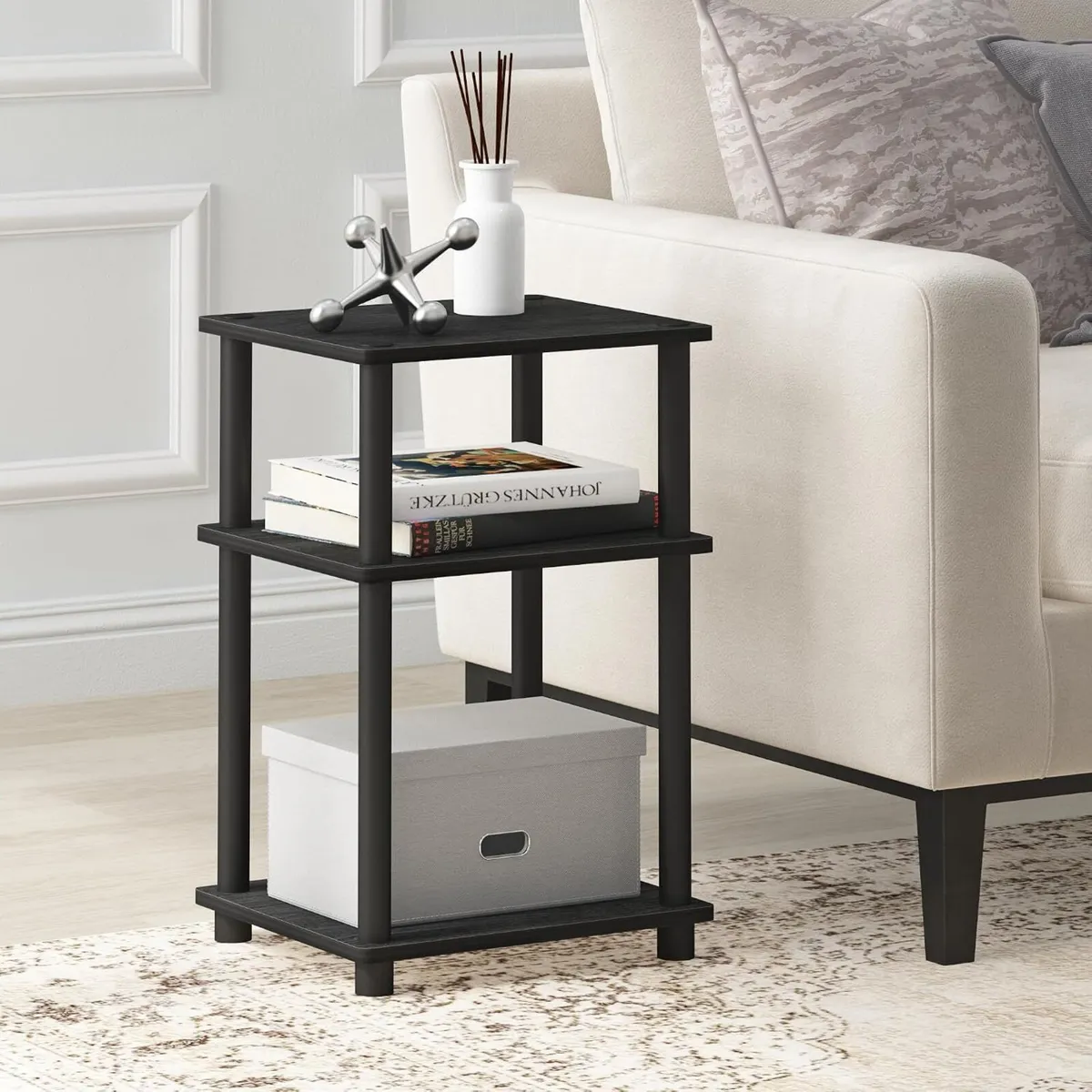Side Table 3-Tier End Tables Open Shelves Night - Image 2