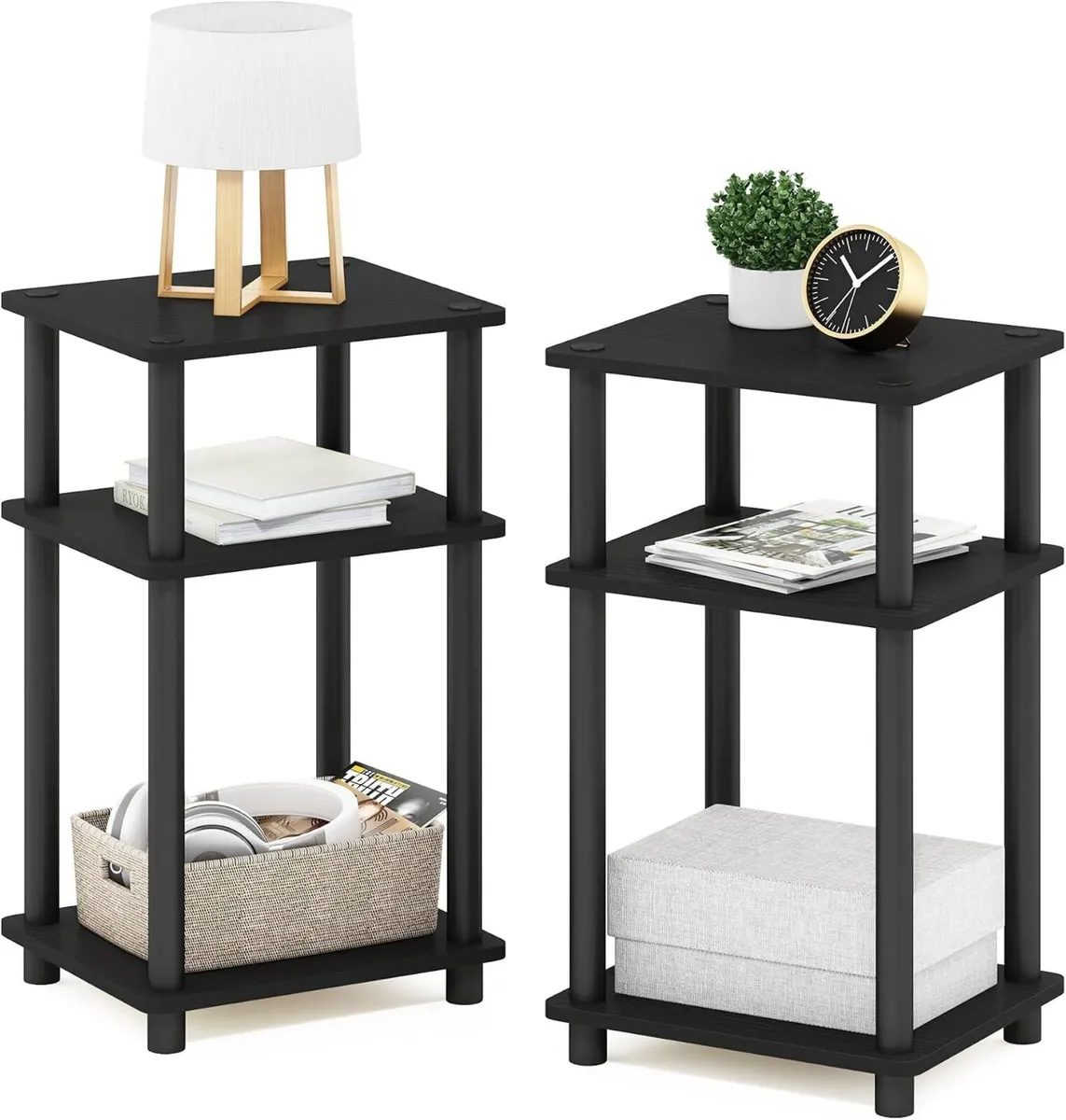 Side Table 3-Tier End Tables Open Shelves Night - Image 1
