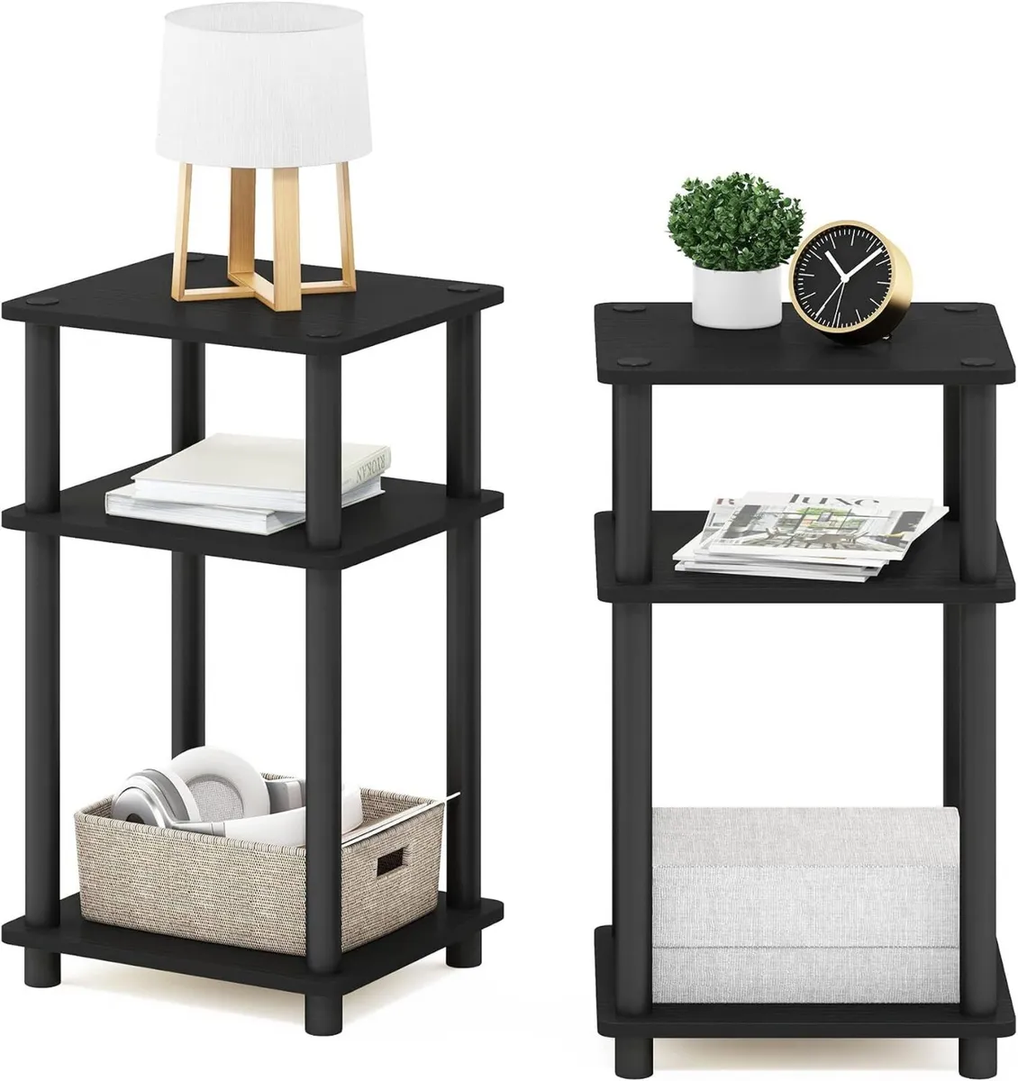 Side Table 3-Tier End Tables Open Shelves Night - Image 4