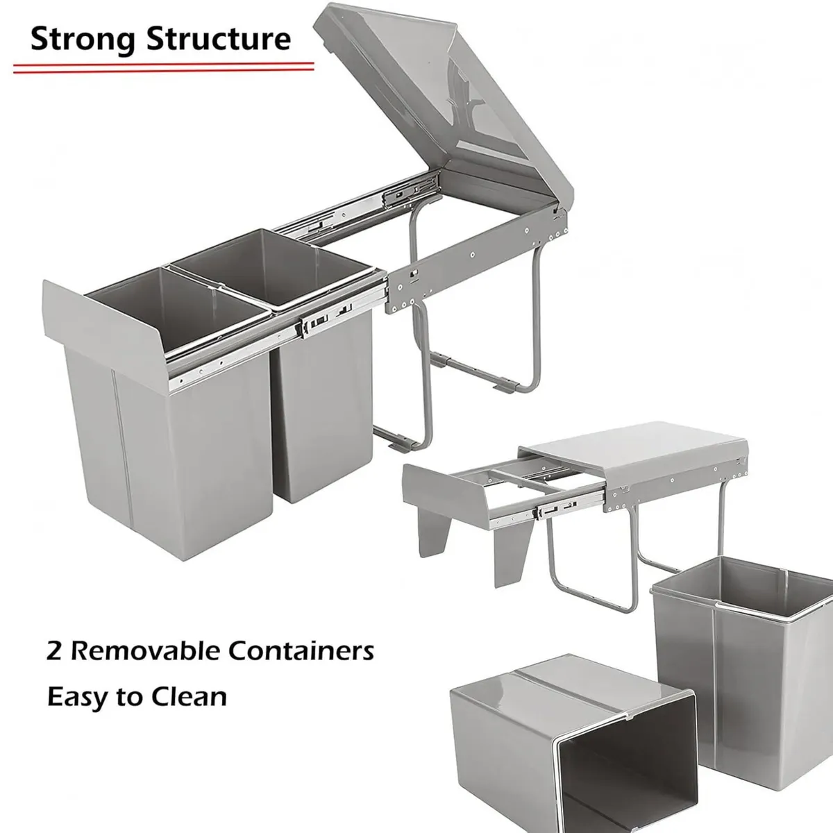 Pull Out Kitchen Bin 40L Under Sink Bins - Image 2