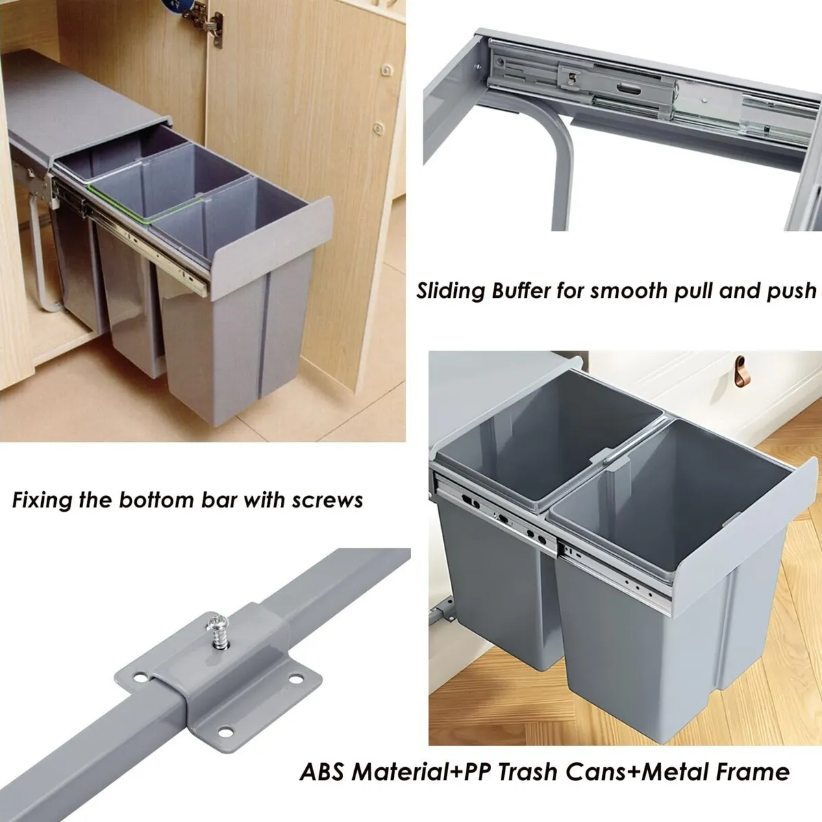 Pull Out Kitchen Bin 40L Under Sink Bins - Image 3
