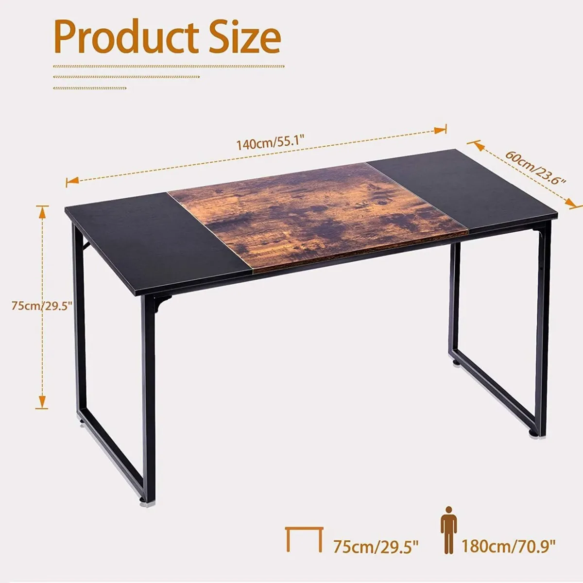 140x60CM Computer Desk Large Home Office PC Laptop - Image 3