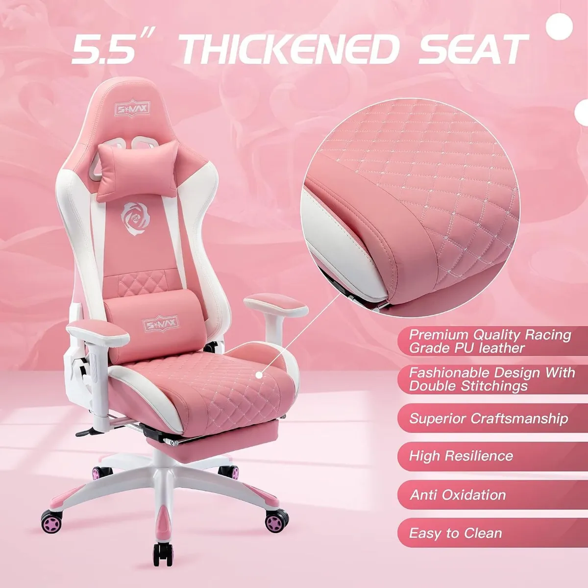 Gaming Chair with Footrest Thicken Seat Gamer - Image 4