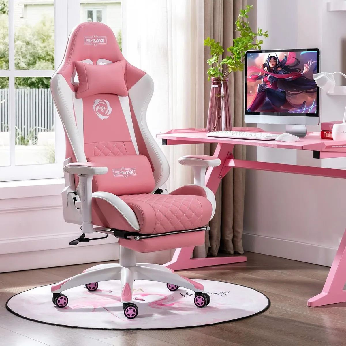 Gaming Chair with Footrest Thicken Seat Gamer - Image 2