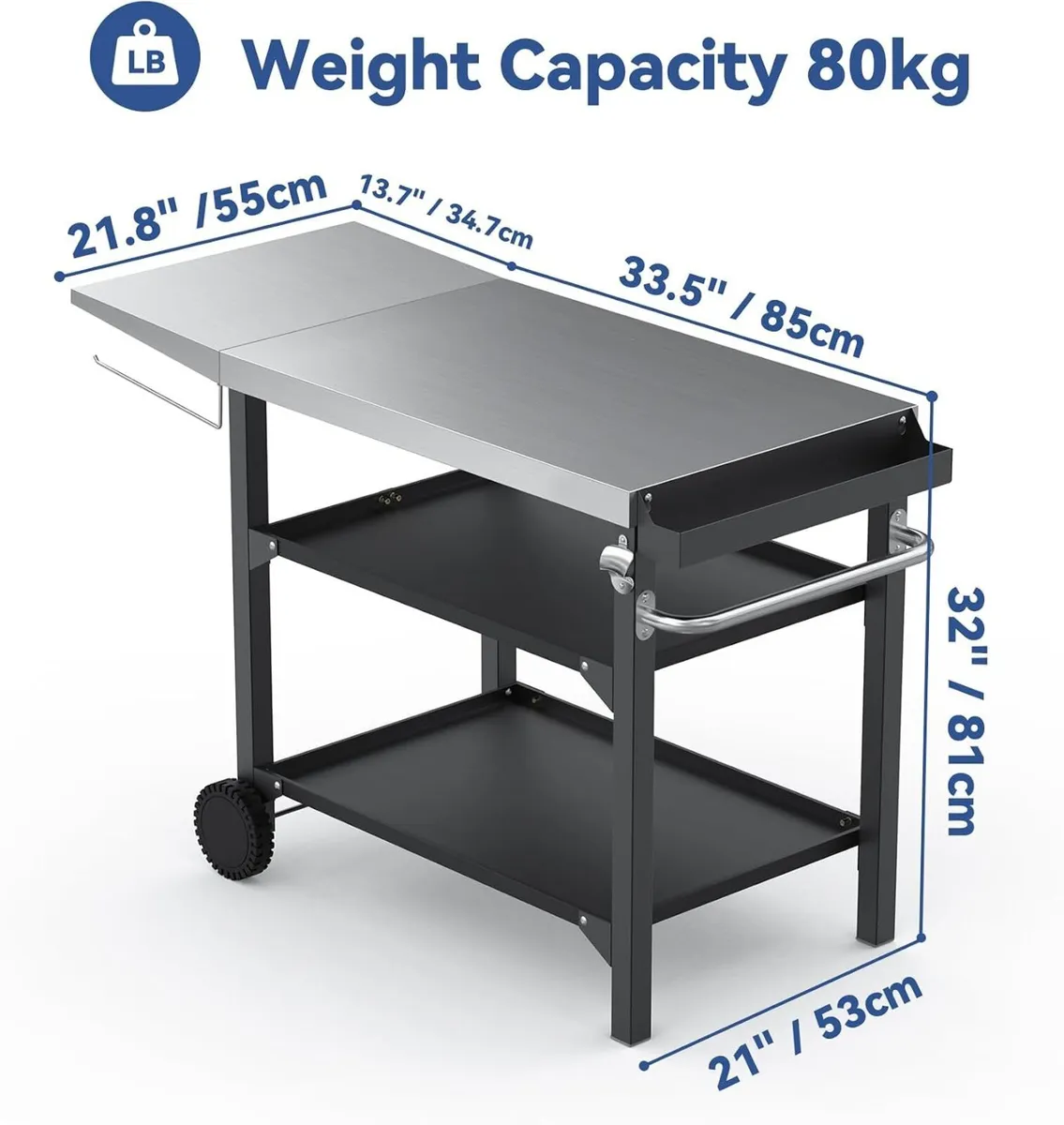 Bbq Table with Two-Layer Steel Storage Shelves 120 - Image 2