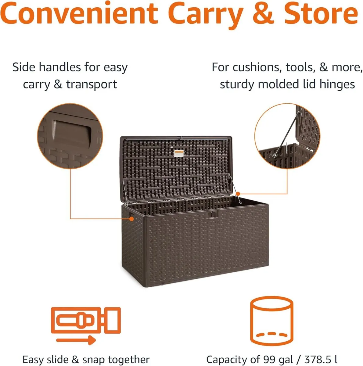 Garden Storage Box with Lockable Lid - Image 2