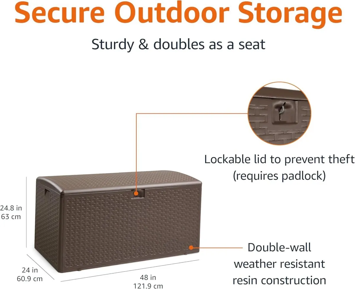 Garden Storage Box with Lockable Lid - Image 3