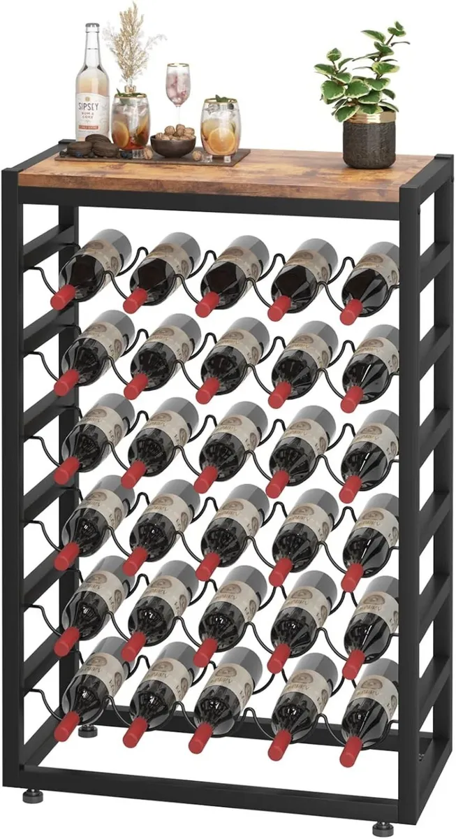 30 Bottles Wine Rack Free Standing Floor 6-Tier - Image 1