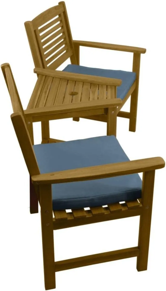 Wooden Companion Love Seat Garden Chairs 2 Tier - Image 4
