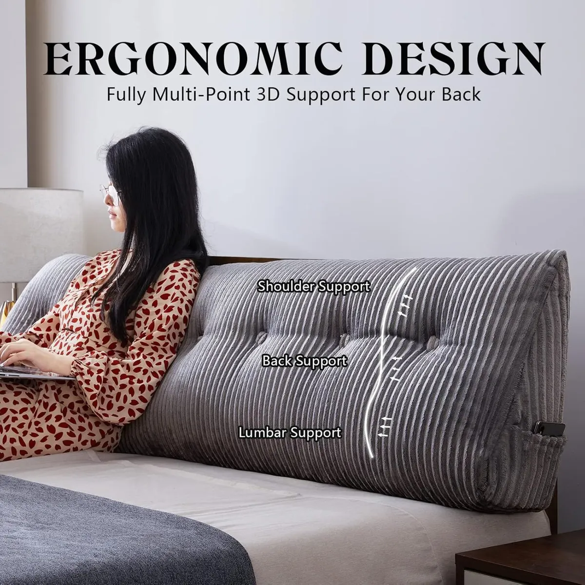 Large Headboard Pillow Wedge Bed Rest Reading - Image 3