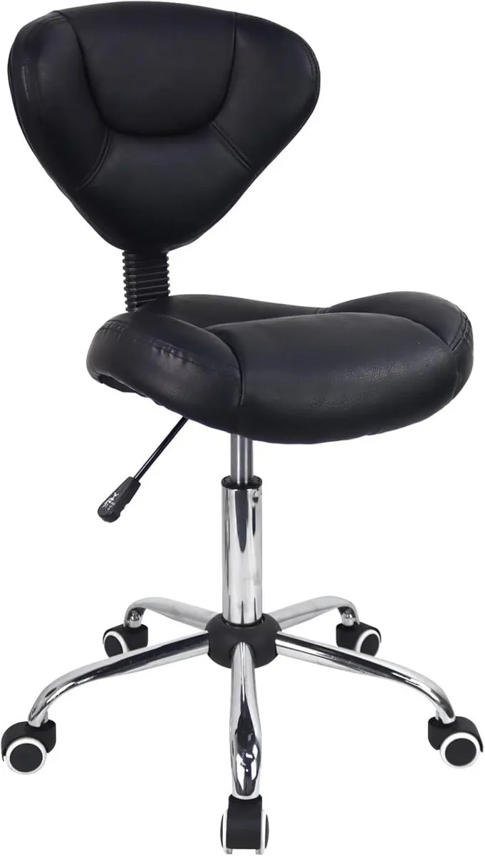 Ergonomic Rolling Stool with Thick Cushion PU - Image 1